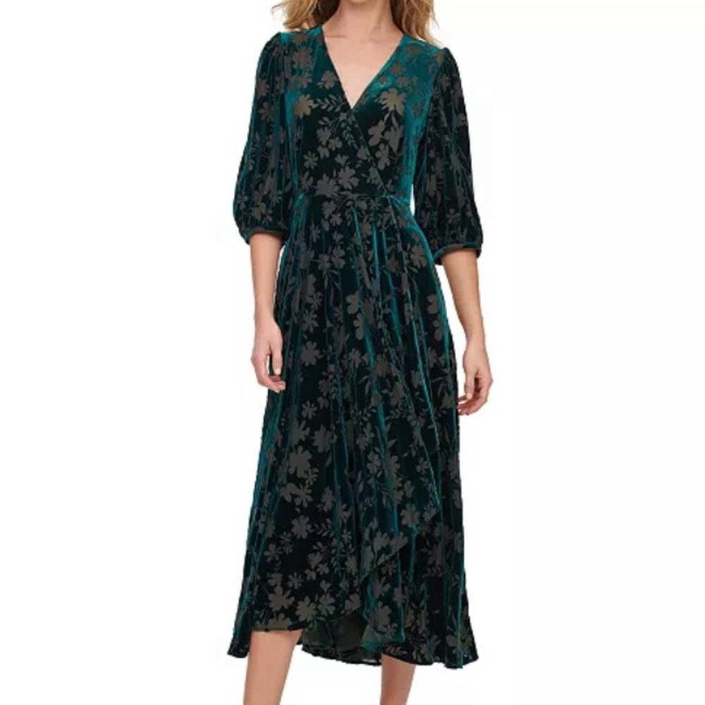 Calvin Klein teal velvet dress